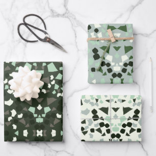Weißes Terrazzo-Packpapier Geschenkpapier Set