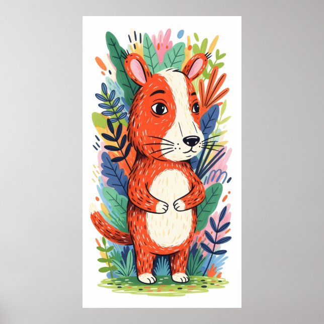 weißes Tier, umgeben von üppiger Vegetation Poster (Vorne)