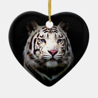 Weißes Tiger-Herz Keramikornament