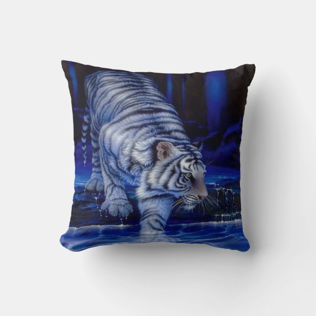 Weißes Tiger-Kissen Kissen (Vorderseite)