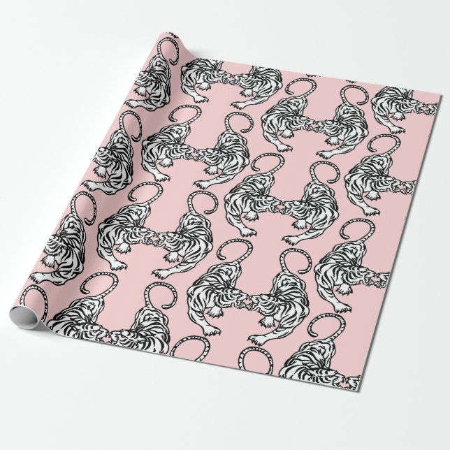 Weißes Tiger-Umschlagpapier Geschenkpapier (Ungerollt)