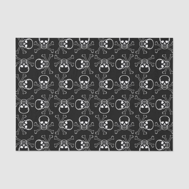 Weißes Totenkopf mit gekreuzter Knochengraphik Seidenpapier (Vorderseite)