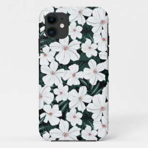 Weißes tropisches Blumen-Muster Case-Mate iPhone Hülle