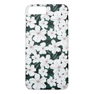Weißes tropisches Blumen-Muster Case-Mate iPhone Hülle