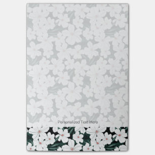 Weißes tropisches Blumen-Muster Post-it Klebezettel