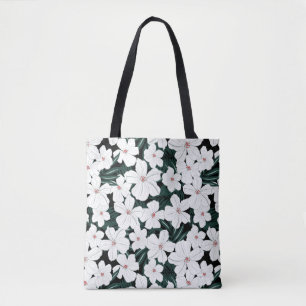 Weißes tropisches Blumen-Muster Tasche