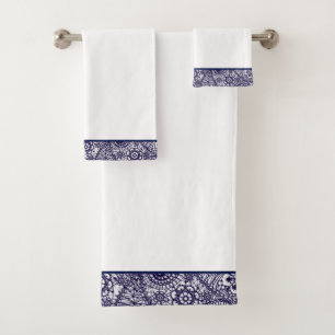 Weißes Tuch-Set Marine-Paisleys Badhandtuch Set