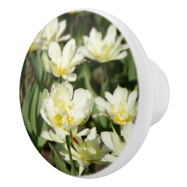 Weißes Tulpen-Foto Keramikknauf (Rechts)