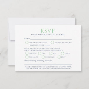 Weißes Tulpenmonogramm-Menü Option Hochzeitsverans RSVP Karte