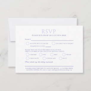 Weißes Tulpenmonogramm-Menü Option Hochzeitsverans RSVP Karte