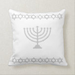 weißes u. SILBERNES GRAU, MENORAH u. STERNE pillow Kissen<br><div class="desc">weißer und grauer MENORAH Kissen DAVIDSSTERN ORDNUNG durch Designer Sandy Closs ~ SandyCloss~</div>