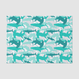 Weißes und Aquamarines Camouflage-Musterpapier Seidenpapier