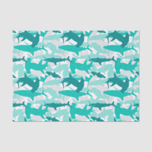 Weißes und Aquamarines Camouflage-Musterpapier Seidenpapier