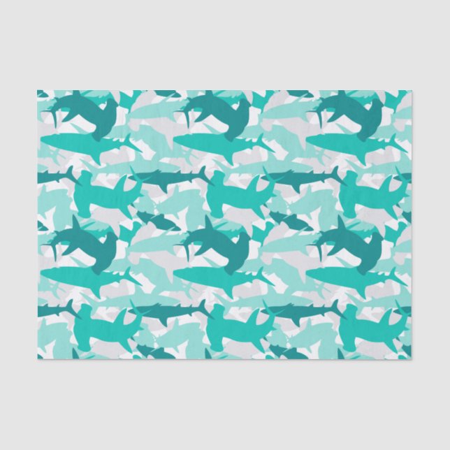 Weißes und Aquamarines Camouflage-Musterpapier Seidenpapier (Vorderseite)