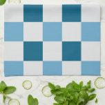 Weißes und blaues Karton Geschirrtuch<br><div class="desc">Cooles weißes und staubblaues Schachbrettmuster.</div>