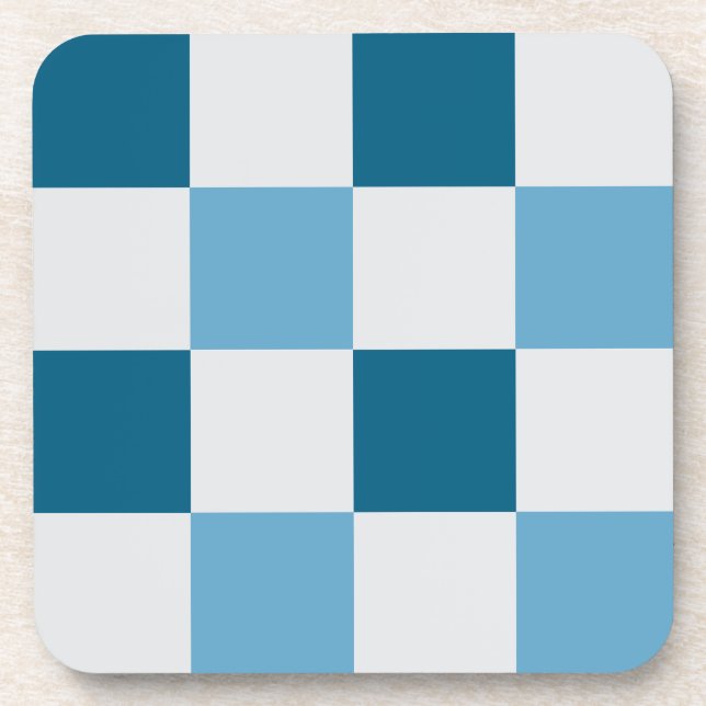 Weißes und blaues Karton Getränkeuntersetzer (Vorderseite)