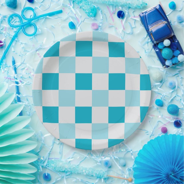 Weißes und blaues Karton Pappteller (Party)