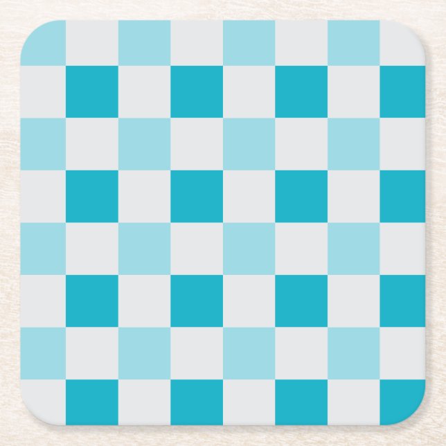 Weißes und blaues Karton Rechteckiger Pappuntersetzer (Vorderseite)