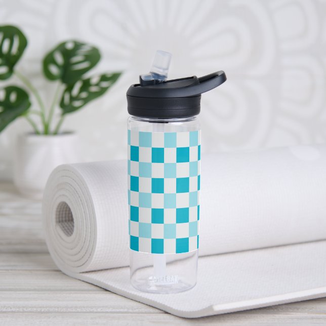 Weißes und blaues Karton Trinkflasche (Yoga)