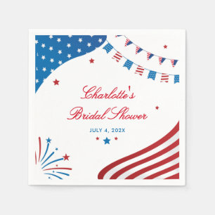 Weißes und blaues Patriotisches Brautparty Serviette