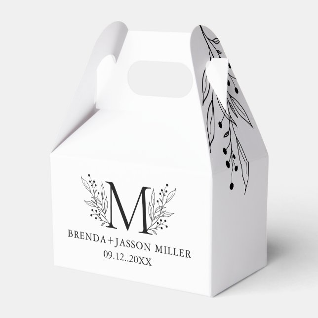 Weißes und Blaugraues Elegantes Monogramm, frisch  Geschenkschachtel (Vorderseite)