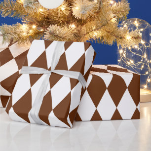 Weißes und braunes Harlekin-Großmuster Geschenkpapier