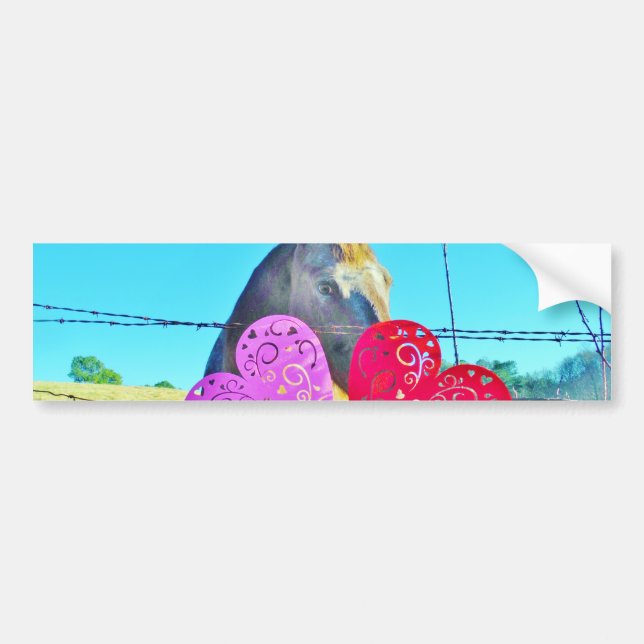 Weißes und braunes Pferd Valentine Hearts Autoaufkleber (Vorne)