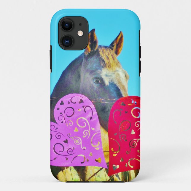 Weißes und braunes Pferd Valentine Hearts Case-Mate iPhone Hülle (Rückseite)