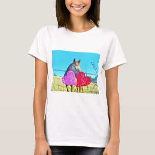 Weißes und braunes Pferd Valentine Hearts T-Shirt