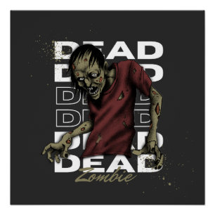 Weißes und braunes totes Zombie-Glossenposter Poster