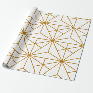Weißes und goldenes art déco geometrisches Muster Geschenkpapier