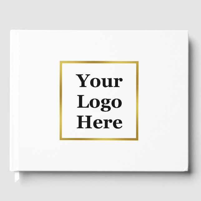 Weißes und goldenes Business-Logo Gästebuch (Vorderseite)