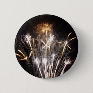 Weißes und goldenes Feuerwerk II Patriotische Feie Button