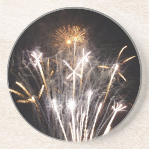 Weißes und goldenes Feuerwerk II Patriotische Feie Getränkeuntersetzer
