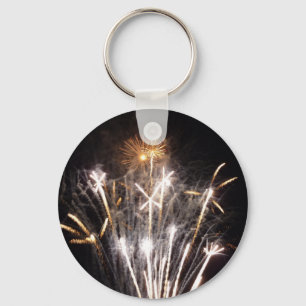 Weißes und goldenes Feuerwerk II Patriotische Feie Schlüsselanhänger
