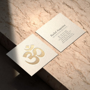 Weißes und goldenes geprägtes OM-Symbol Yoga-Inder Quadratische Visitenkarte