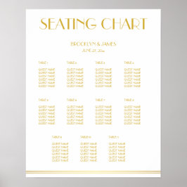 Weißes und goldenes Hochzeitsdiagramm Poster 16x20