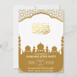 Weißes und goldenes islamisches Ramadan-Iftar-Part Einladung
