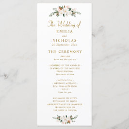 Weißes und goldenes Magnolia-Blumenzitat Programm