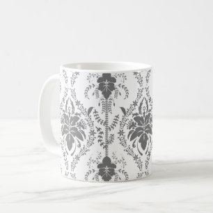 Weißes und graues Damaskus-Lochmuster Kaffeetasse