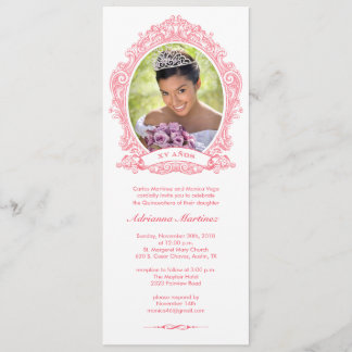 Weißes und heißes Rosa Quinceanera Einladung