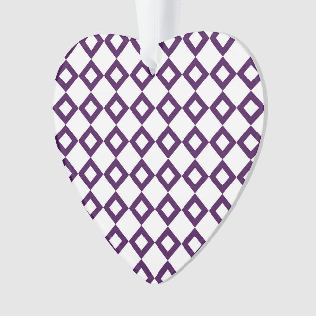 Weißes und Lila Diamantmuster Ornament (Vorderseite)