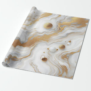 Weißes und mattes goldfarbenes Marmordesign Geschenkpapier