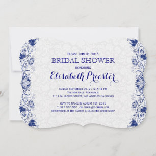 Weißes und Navy Blue Lace Brautparty laden 2 ein Einladung