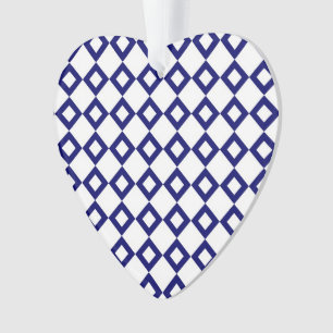Weißes und Navy-Diamant-Muster Ornament