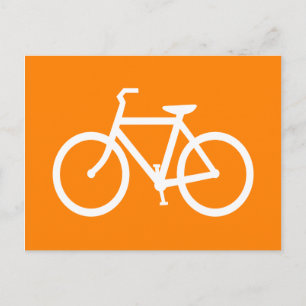 Weißes und oranges Fahrrad Postkarte
