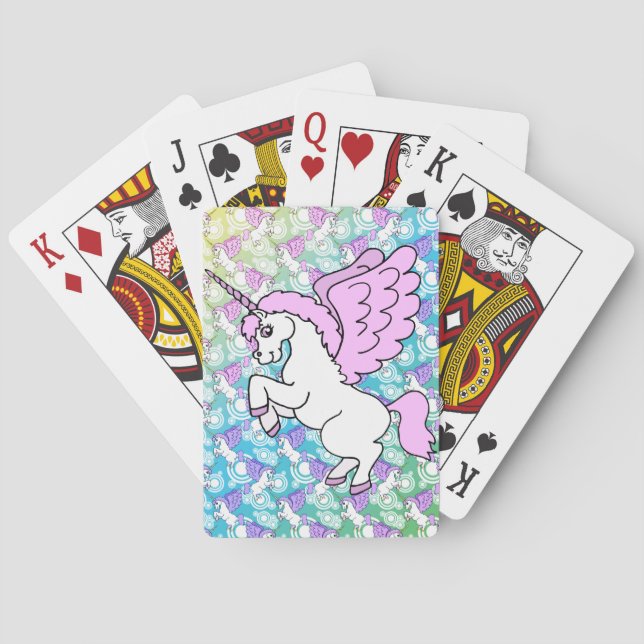 Weißes und rosa Einhorn Spielkarten (Rückseite)