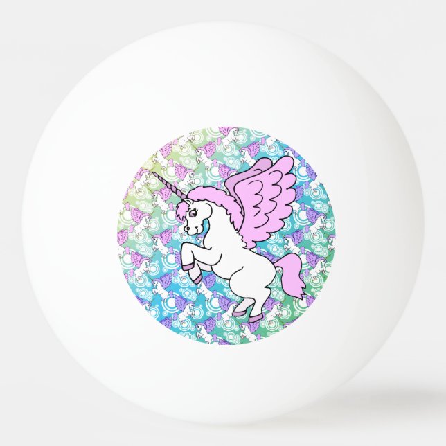 Weißes und rosa Einhorn Tischtennisball (Vorderseite)