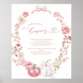 Weißes und rosa Kürbis-Spätspulenposter Poster