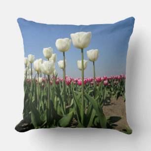 Weißes und rosa Tulpe-Feld-Wurfs-Kissen Kissen